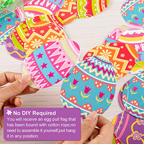 Whaline Easter Egg Garland Kit Easter Banner Decoration Happy Easter Banner Bunting Hanging Easter Egg Paper Cutout for Easter Farmhouse Banner Spring Themed Party Favors Supplies Mantle Fireplace