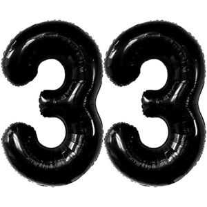 giant, black 33 balloon numbers – 40 inch, 33 birthday decorations for men | black number 33 balloons | happy 33 birthday decorations for women | 33rd birthday balloons, 33 year anniversary decor