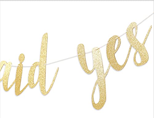 She Said Yes Golden banner - Golden Glitter Wedding Decorations, Proposal Bridal Party Shower Decoration, Miss to Mrs banner Ladies Photo Booth Props, Bridal Shower Decorations, Girl Banner Decoration Supplies