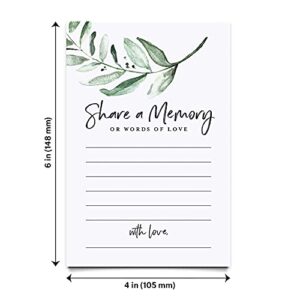 Bliss Collections Share a Memory Cards, Rustic Greenery, Cards for Weddings, Showers, Birthdays, Celebration of Life, Funeral, Retirement, Going Away and Graduation Memories, 4"x6" (Pack of 50)