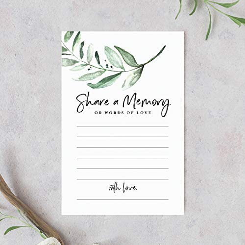 Bliss Collections Share a Memory Cards, Rustic Greenery, Cards for Weddings, Showers, Birthdays, Celebration of Life, Funeral, Retirement, Going Away and Graduation Memories, 4"x6" (Pack of 50)