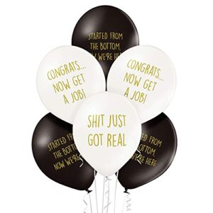 rude graduation balloons – pack of 12 premium white and black funny balloons – class of 2023
