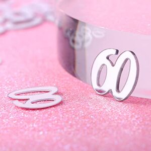 AMOSFUN 1200pcs Number 60 Sequins Confetti Plastic Confetti for 60th Birthday Party Anniversary Decoration(Silver)