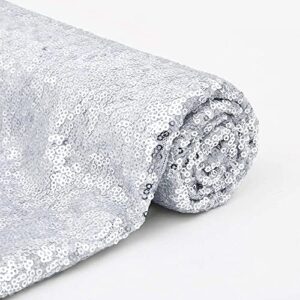 AIXHN Sequin Tablecloth Silver 48" Round Sparkly Elegant Drape Sequin Tablecloth for Wedding Party Cake Dessert Events Christmas Decorations