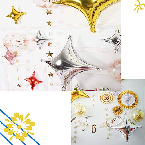 KUAIKELIN 20pk 26In&10" Star Foil Balloons Heart Mylar Balloons Mini Champagne Balloons Globos Metalicos Rose Gold Silver Balloon For Birthday Party Baby Shower Engagement Wedding Decorations (silver)