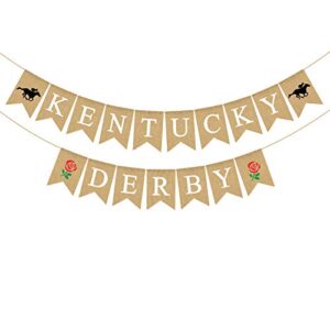 pudodo burlap kentucky derby banner horse race rose party fireplace mantle garland decoration