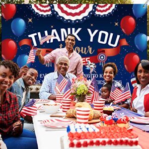 Thank You to Our Heroes Banner Decorations Patriotic Happy Veterans Day Backdrop Background for Greeting Police Military Army Employees Heroes Theme Party Supplies, 71 x 43 Inch