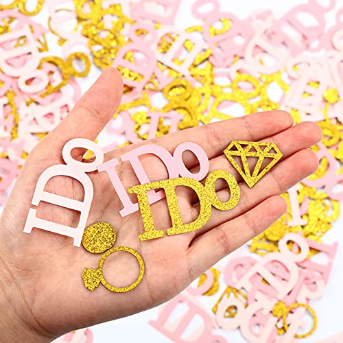 210 Pieces Wedding Table Confetti Glitter Diamond Ring Confetti Pink Bridal Shower Engagement Party Table Scatter for Baby Girl Women Birthday Party Supplies, 4 Styles