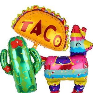 mexico taco llama cactus jumbo mylar foil balloons birthday baby shower decor supplies mexican fiesta theme party decorations 3 pcs