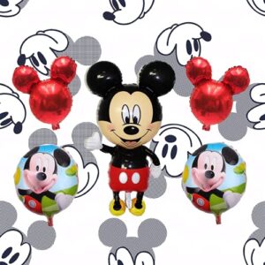 Mickey Mouse Theme Party Balloons - Mickey Balloon Set Baby Shower - Jumbo Mickey Body Small Heads - Mickey Mouse Balloons Birthday Decorations - Combined Bundle with RIbbon by Jolly Jon