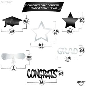 Congrats Grad Graduation Confetti 2023 - Pack of 1300 | Black and Silver Confetti for Graduation Party Decorations 2023 | Graduation Table Confetti Silver, Black | Graduation Centerpieces for Tables