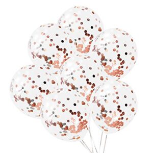 rose gold confetti balloons 12 inches(20-pack), shiny party balloons with metallic rose gold confetti pre-filled, kids’ birthday balloon, party decoration for wedding, bridal shower, baby shower