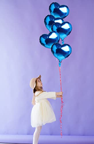 10 Pcs Blue Heart-Shaped Balloon 18 Inch Foil Balloon Mylar Balloon Happy Birthday Balloons Banner