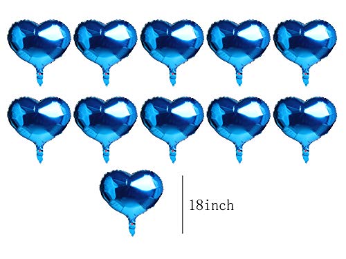 10 Pcs Blue Heart-Shaped Balloon 18 Inch Foil Balloon Mylar Balloon Happy Birthday Balloons Banner