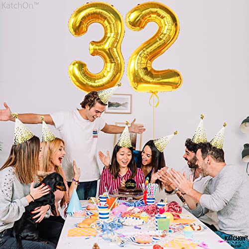 Giant, Gold 32 Balloon Numbers - 40 Inch | Cheers to 32 Birthday Decorations for Women | Gold Number 32 Balloons, 32 Birthday Decorations for Men | Metallic Gold 32 Number Balloons, Birthday Party Men