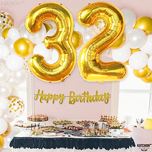 Giant, Gold 32 Balloon Numbers - 40 Inch | Cheers to 32 Birthday Decorations for Women | Gold Number 32 Balloons, 32 Birthday Decorations for Men | Metallic Gold 32 Number Balloons, Birthday Party Men