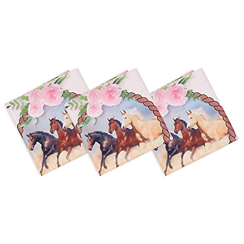 BLUE PANDA 3 Pack Horse Plastic Table Covers, Cowgirl Birthday Party Supplies for Girls (54 x 108 in)