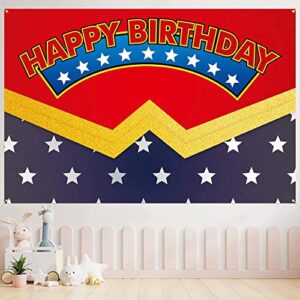 superhero birthday backdrop banner red happy birthday theme party decorations super hero photography background supplies for woman girl