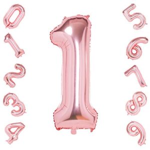 rose gold 1 balloons,40 inch birthday foil balloon party decorations supplies helium mylar digital balloons (rose gold number 1)