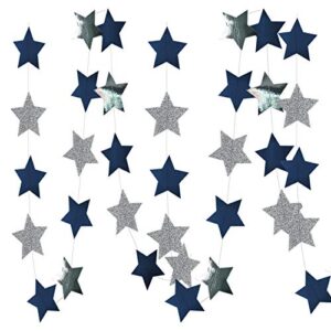 navy blue glitter silver birthday party decorations outer space decorations 2pcs navy blue glitter silver paper star garlands star string for baby shower decorations