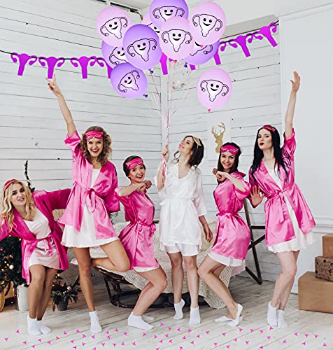 ROFLmart Uterus Party Bundle Banner Confetti And Balloon Decorations For Hysterectomy Party