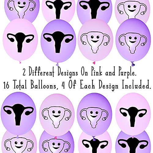 ROFLmart Uterus Party Bundle Banner Confetti And Balloon Decorations For Hysterectomy Party