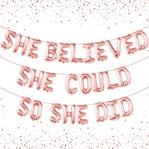 she believed she could so she did banner – 16 inch | she believed she could so she did graduation 2023 balloons | graduation banner for graduation party decorations 2023 | nurse graduation decorations