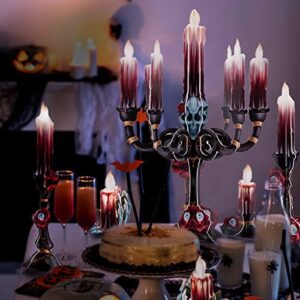 Halloween Rose Skull Candle Party Centerpieces Stand Glowing Candle Table Decorations Wedding Bridal Shower Baby Shower Birthday Cosplay Party Supplies