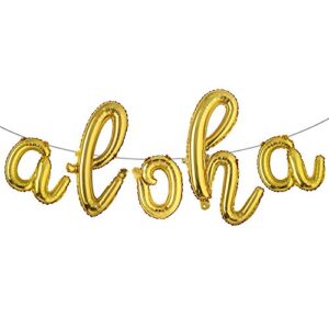 16inch lowercase gold silver rose gold aloha foil balloon hawaiian wedding decoration hawaii summer party beach party supplies (l aloha gold)