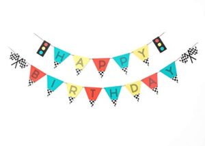 vintage race car- birthday banner | happy birthday | banner | sign | birthday decoration | race car party | boy birthday party decorations | kids party | checkered banner | modern kids party