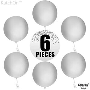 Huge, Metallic White Mylar Balloons - 22 Inch, Pack of 6 | White 4d Balloons | White Foil Balloons Decorations | White Large Balloons for Wedding, Birthday, Engagement, Halloween Party Decorations