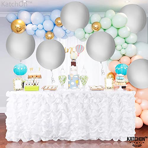 Huge, Metallic White Mylar Balloons - 22 Inch, Pack of 6 | White 4d Balloons | White Foil Balloons Decorations | White Large Balloons for Wedding, Birthday, Engagement, Halloween Party Decorations