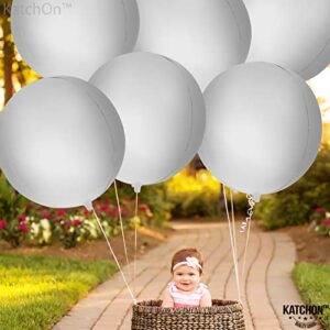 Huge, Metallic White Mylar Balloons - 22 Inch, Pack of 6 | White 4d Balloons | White Foil Balloons Decorations | White Large Balloons for Wedding, Birthday, Engagement, Halloween Party Decorations