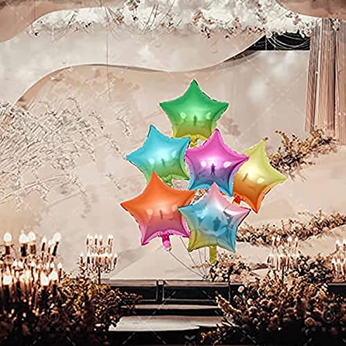 STIMULATE SZXXZZMY 18 Inches 10 Gradient Color Star Shaped Rainbow Party Foil Balloons, Foil Balloons for Party Decoration, Birthday Party Supplies or Wedding Ceremony(gradient rose)…