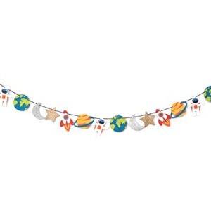 Trip to The Moon - Garland | Birthday, Baby Shower Decorations | Outer Space Party | Boys Room Decor | Space, Rocket, Planets, Stars | Out of This World Party Bunting