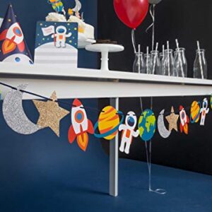 Trip to The Moon - Garland | Birthday, Baby Shower Decorations | Outer Space Party | Boys Room Decor | Space, Rocket, Planets, Stars | Out of This World Party Bunting