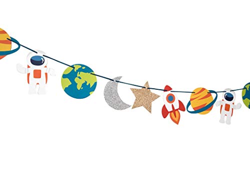 Trip to The Moon - Garland | Birthday, Baby Shower Decorations | Outer Space Party | Boys Room Decor | Space, Rocket, Planets, Stars | Out of This World Party Bunting