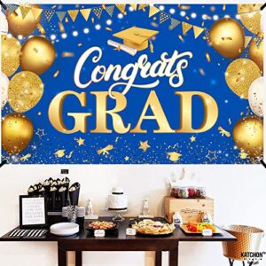 XtraLarge, Congrats Grad Banner - 72x44 Inch, Blue and Gold Graduation Decorations 2023 | Graduation Banner for Class of 2023 Decorations | Graduation Backdrop, Blue Graduation Party Decorations 2023