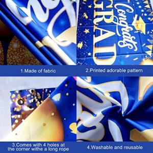 XtraLarge, Congrats Grad Banner - 72x44 Inch, Blue and Gold Graduation Decorations 2023 | Graduation Banner for Class of 2023 Decorations | Graduation Backdrop, Blue Graduation Party Decorations 2023