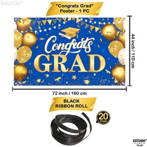 XtraLarge, Congrats Grad Banner - 72x44 Inch, Blue and Gold Graduation Decorations 2023 | Graduation Banner for Class of 2023 Decorations | Graduation Backdrop, Blue Graduation Party Decorations 2023