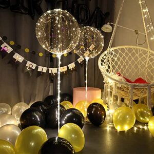 Light Up Led Balloons, 12 Pack Party Balloon Cell Battery 22 Inches 3 Mode Flashing String Lights Clear Balloon, for Birthday Wedding Decorations (Warm White)