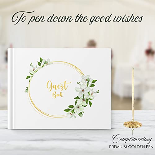 Wedding Guest Book, 7 x 9 Guest Book Wedding Reception, Wedding Guest Book with Free Pen, 120 Pages Guestbook for Wedding, Guest Book for Wedding, Wedding Books for Guests to Sign