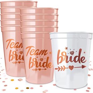 bachelorette party favors cups (11 packs),bride & team bride decorations supplies for wedding shower reusable plastic cups
