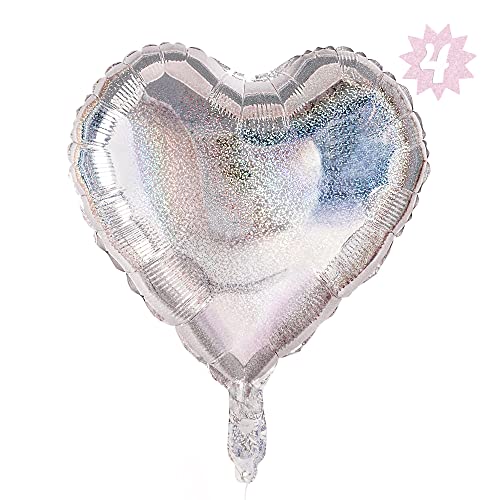 xo, Fetti Iridescent Heart Foil Balloon Pack - 4 pack | Birthday Party Supplies, Bachelorette Party Decorations, Last Disco, Bday Balloon Arch, Vday