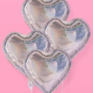 xo, Fetti Iridescent Heart Foil Balloon Pack - 4 pack | Birthday Party Supplies, Bachelorette Party Decorations, Last Disco, Bday Balloon Arch, Vday