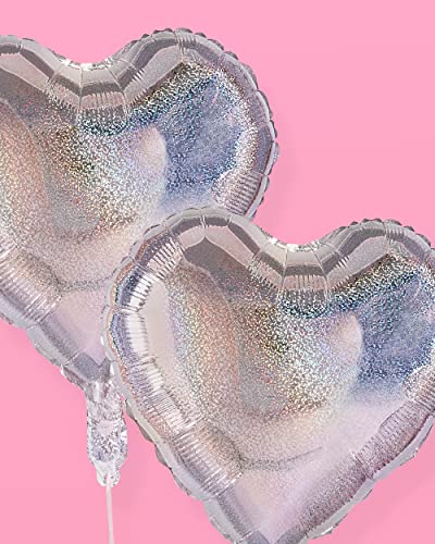 xo, Fetti Iridescent Heart Foil Balloon Pack - 4 pack | Birthday Party Supplies, Bachelorette Party Decorations, Last Disco, Bday Balloon Arch, Vday