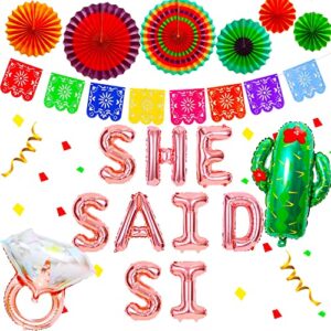 jevenis luxury she said si banner she said si balloons mexican bridal shower decorations cactus bridal shower decorations she said si sign final fiesta bachelorette party decoration