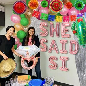 JeVenis Luxury She Said Si Banner She Said Si Balloons Mexican Bridal Shower Decorations Cactus Bridal Shower Decorations She Said Si Sign Final Fiesta Bachelorette Party decoration