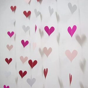 5 pcs heart garland banner, 100 hearts hanging valentine’s day decoration garland for anniversary valentine’s day wedding birthday party decorations
