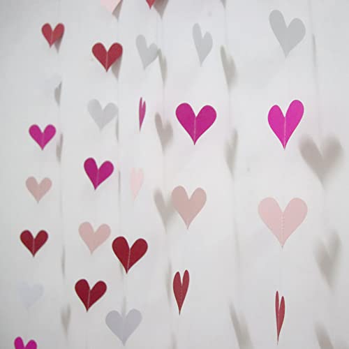 5 Pcs Heart Garland Banner, 100 Hearts Hanging Valentine's Day Decoration Garland for Anniversary Valentine's Day Wedding Birthday Party Decorations